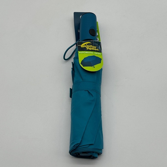 The Weather Station Super Mini Oversize Manual Teal Umbrella Full 42" ARC - Picture 1 of 3